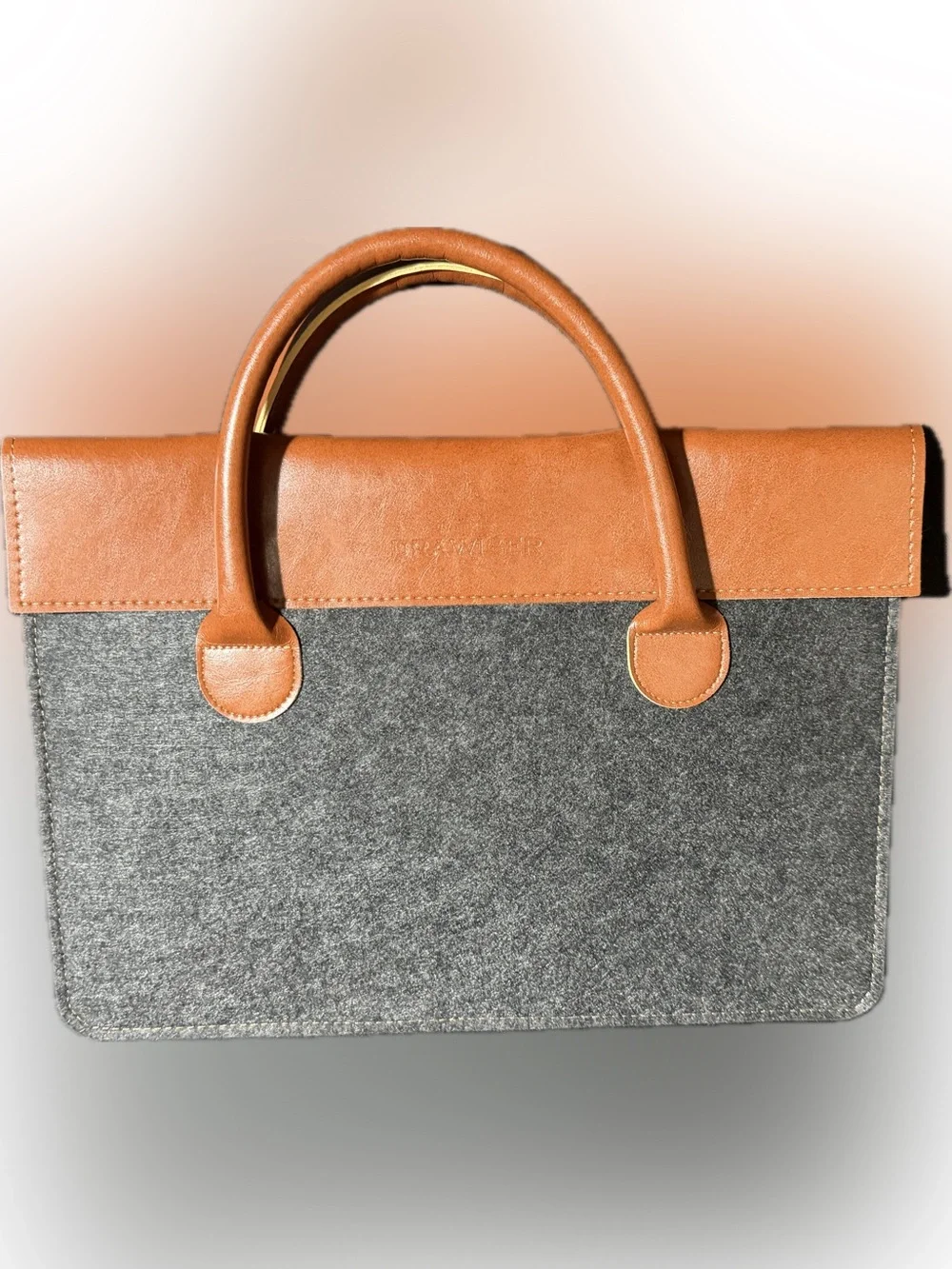 NWOT Drawiger Wool Leather Laptop Sleeve Briefcase 15” MacBook Gray